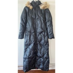 Bernardo Design Dark Grey Extra Long Down Jacket Small